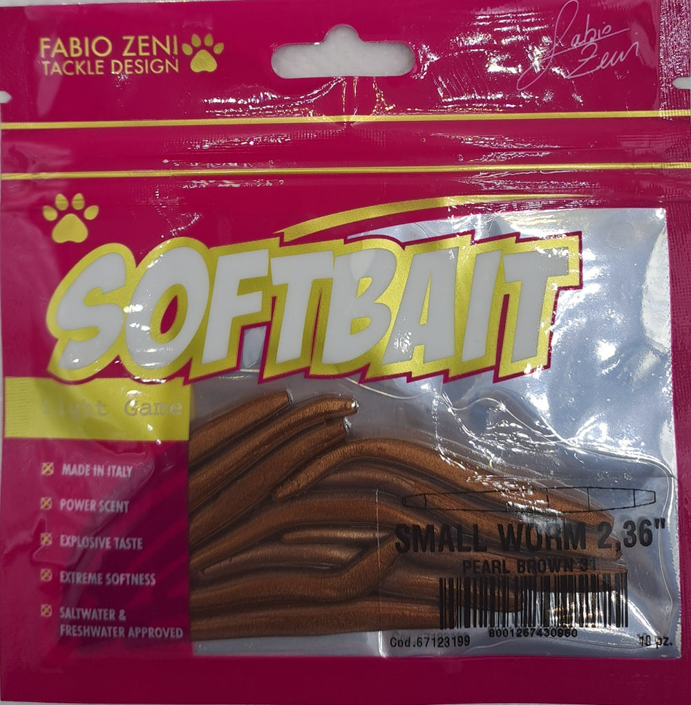 Artificiale Fabio Zeni Tackle Design Soft Bait Small Worm 2.36" #Pearl Brown