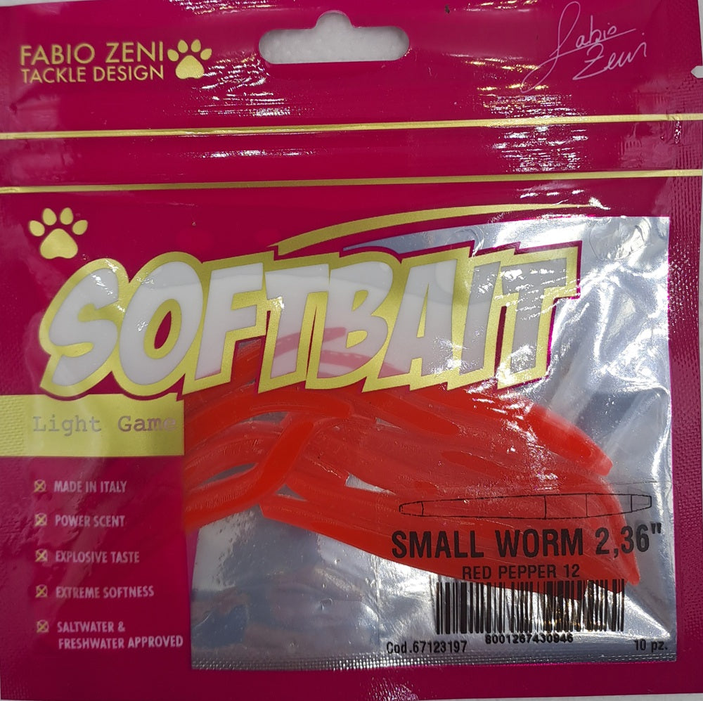 .Artificiale Fabio Zeni Tackle Design Soft Bait Small Worm 2.36" #Red Pepper