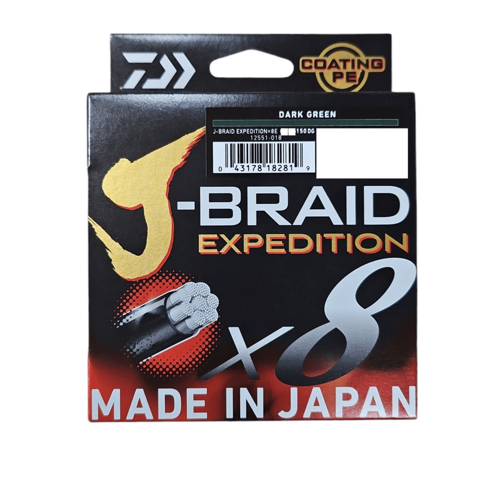 Filo Trecciato Daiwa Brain Expedition Coating Pe 150m PE #1.5 27,2lbs X8 Dark Green