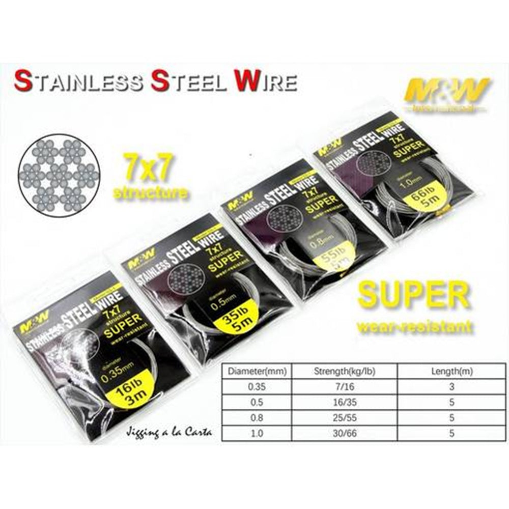 M&W International Stainless Stell Wire 7x7 66Lb 5Mt