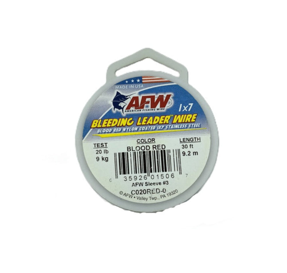 AFW Bleeding Leader Wire 1x7 20lb 9.2m #Blood Red