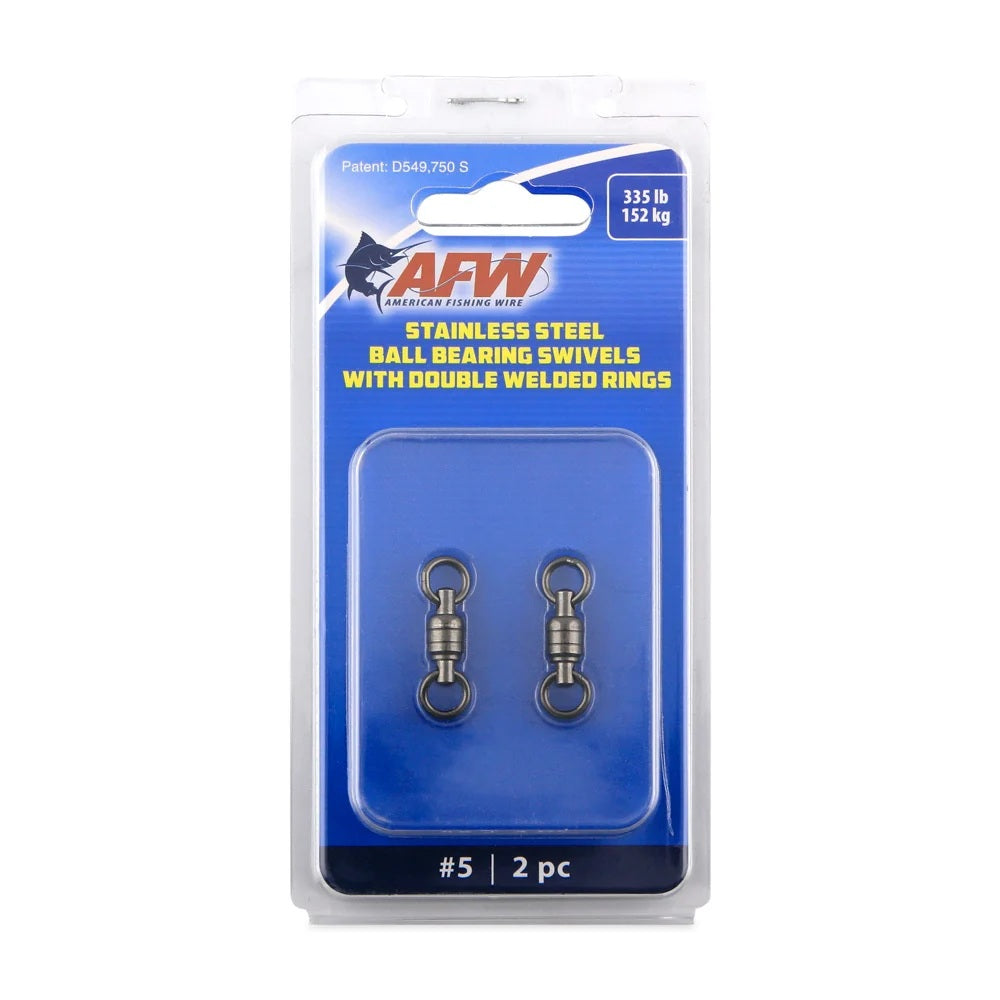 AFW Stainless Steel Ball Bearing Swivels With Double Welded Rings #5 2Pz