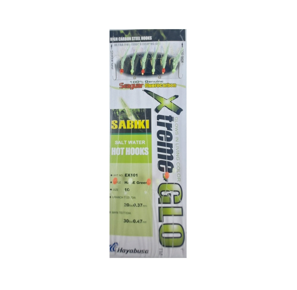 Hayabusa Sabiki EX101 Xtreme-GLO Hage Green Size #10