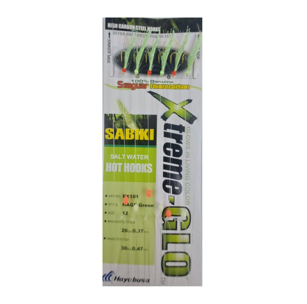 Hayabusa Sabiki EX101 Xtreme-GLO Hage Green Size #12