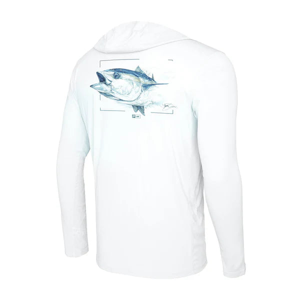Maglia Pelagic Vaporteck Hooded Goione Tuna #White TG L