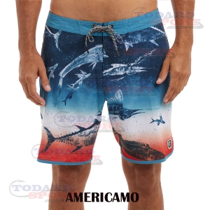 Pelagic high spot boardshorts gyotaku 