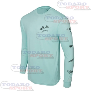 Pelagic aquatek gyotaku fishing shirt